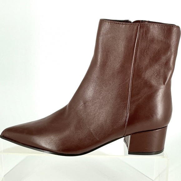 Nine West Size 9.5 Brown Leather Pointed Block Heel Ankle Boots NEW Maribu $149 - Picture 9 of 16